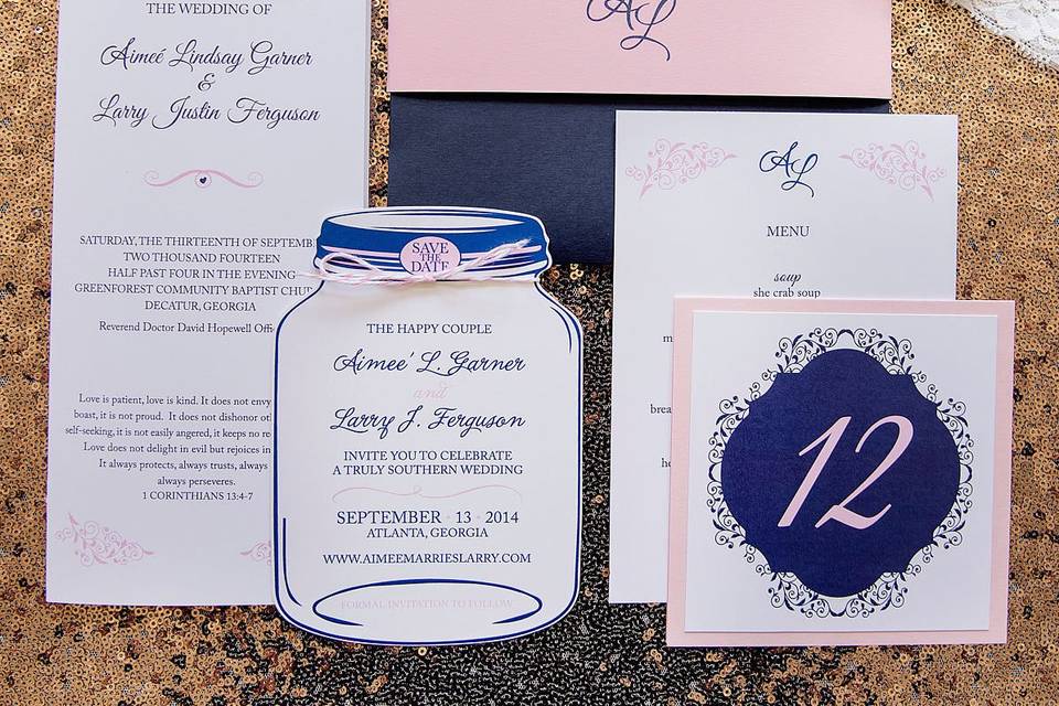 Southern invitation suite with monogram