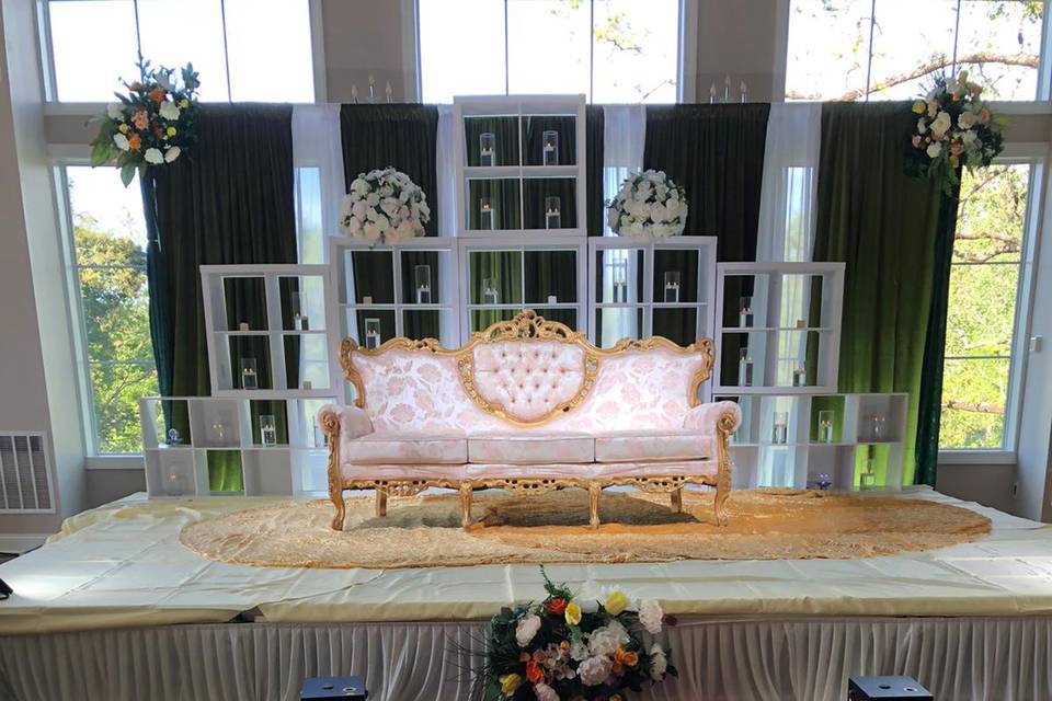 Wedding Reception stage decor.