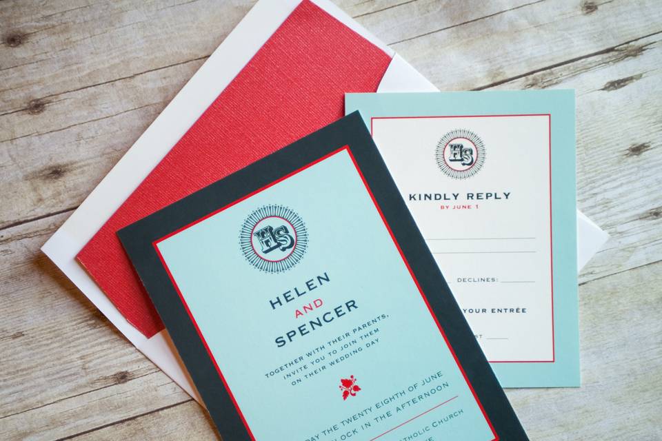 This beautiful monogramed design is reminiscent of a nautical theme and features a patriotic red, white and blue color scheme! Base your theme around this look and will will not be disappointed. This beautiful invitation is sure to catch your guests attention and showcase your  style and impeccable taste!