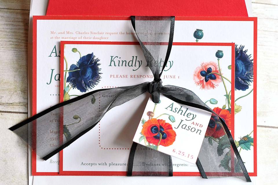 This bright, cheerful and unique floral design is the perfect balance between classic and modern. Whimsical and colorful botanical illustration of multi-colored Poppies jumps off the page when set against a clean white background. Work your theme around this design and see your wedding day blossom into an unforgettable event! This invitation is sure to catch your guests attention and showcase your unique, playful style and impeccable taste!