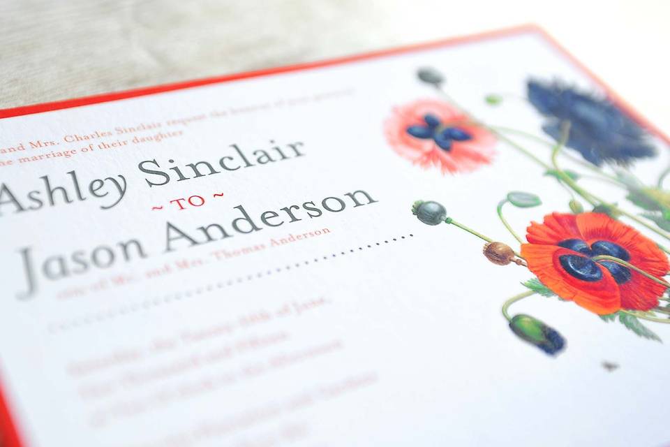 This bright, cheerful and unique floral design is the perfect balance between classic and modern. Whimsical and colorful botanical illustration of multi-colored Poppies jumps off the page when set against a clean white background. Work your theme around this design and see your wedding day blossom into an unforgettable event! This invitation is sure to catch your guests attention and showcase your unique, playful style and impeccable taste!