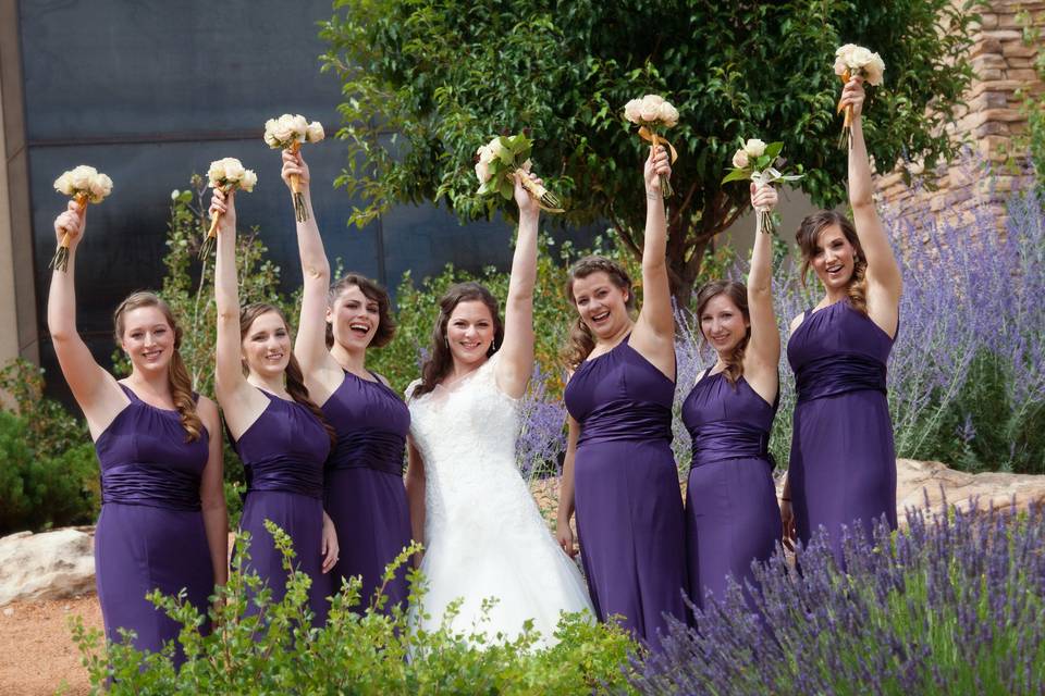 Bride and bridesmaids