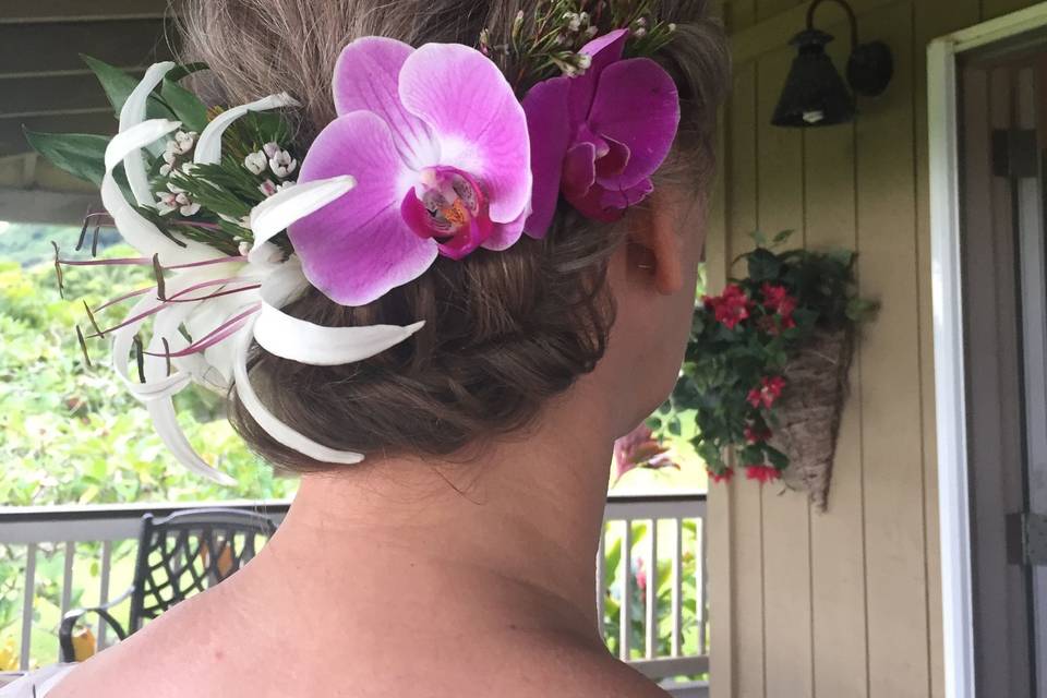 Bridal Hair-low updo, flowers