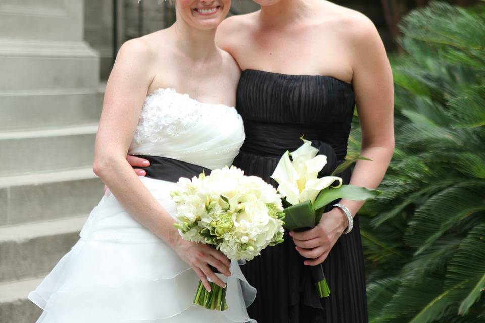 The bride with her bridesmaid