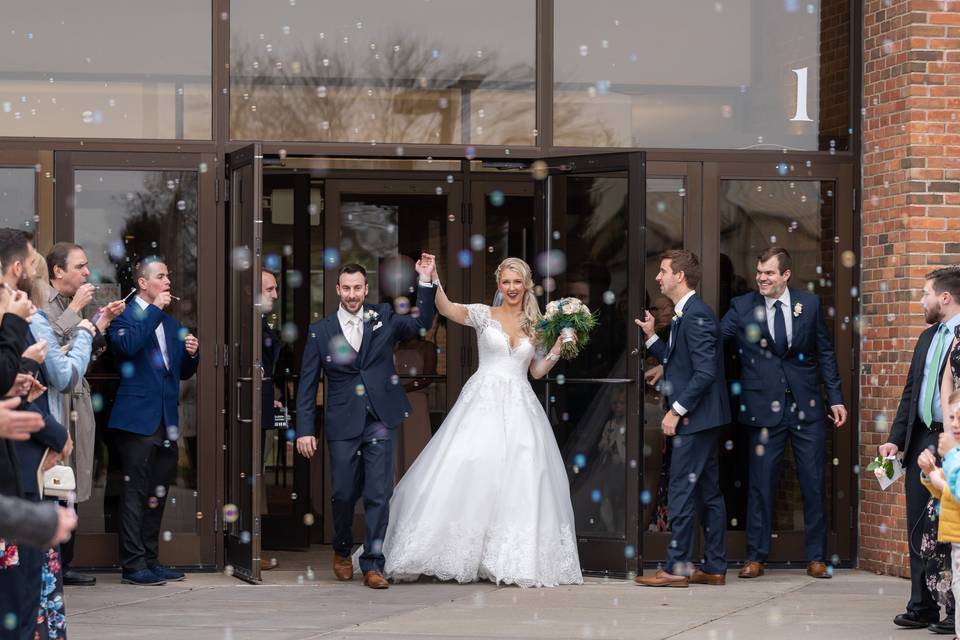 Bride and groom exit ceremony