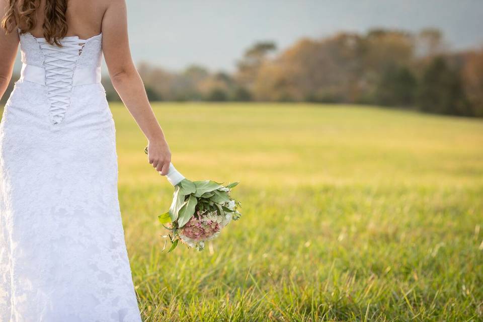 Holding the bouquet