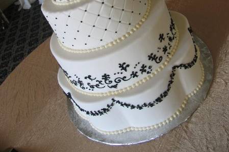 Black and white damask cake.  Sophisticated and elegant.