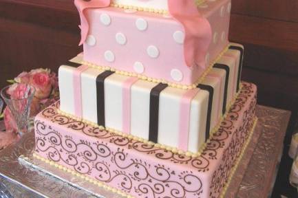 Pink and brown gift package cake