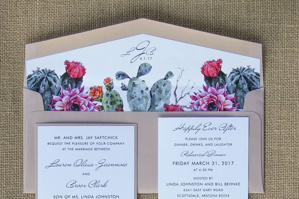 Floral Script Invite and Liner