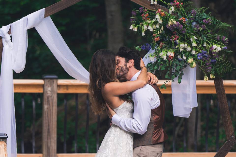 Bride and Groom at altar