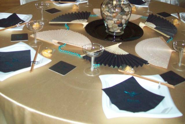 Table setup with centerpiece