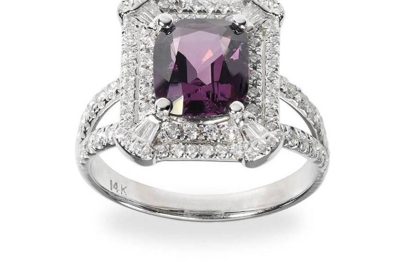 Purple Spinel Diamond Ring