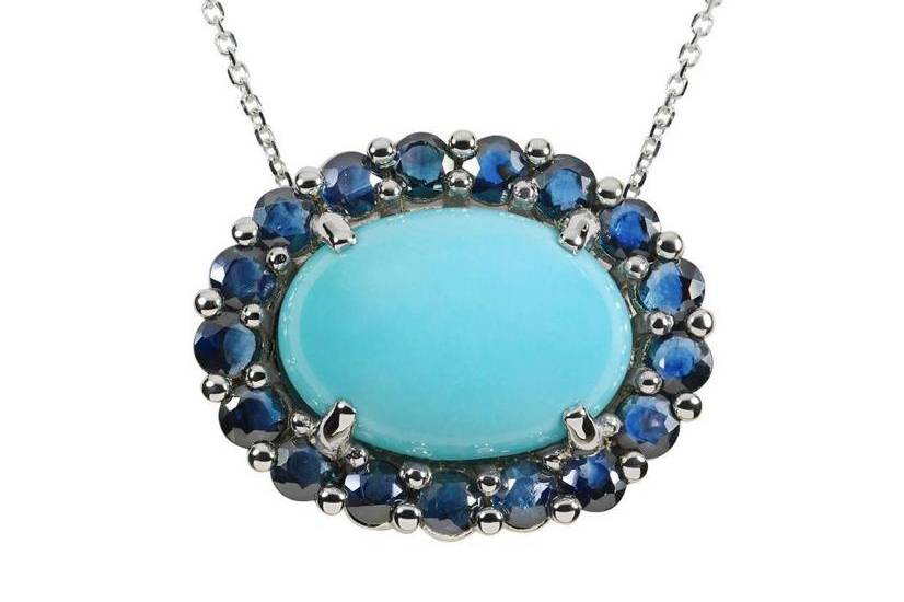 Turquoise and Sapphire Pendant