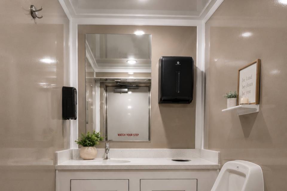 Inside co-ed restroom