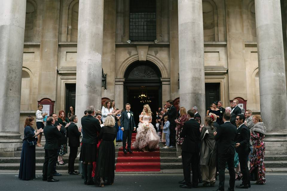 Exiting the church