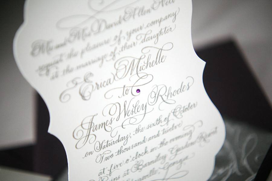 Calligraphy wedding invitation.