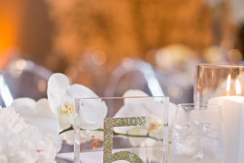 Glitter table numbers.