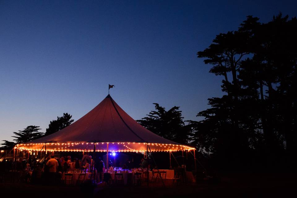 Wedding tent at night