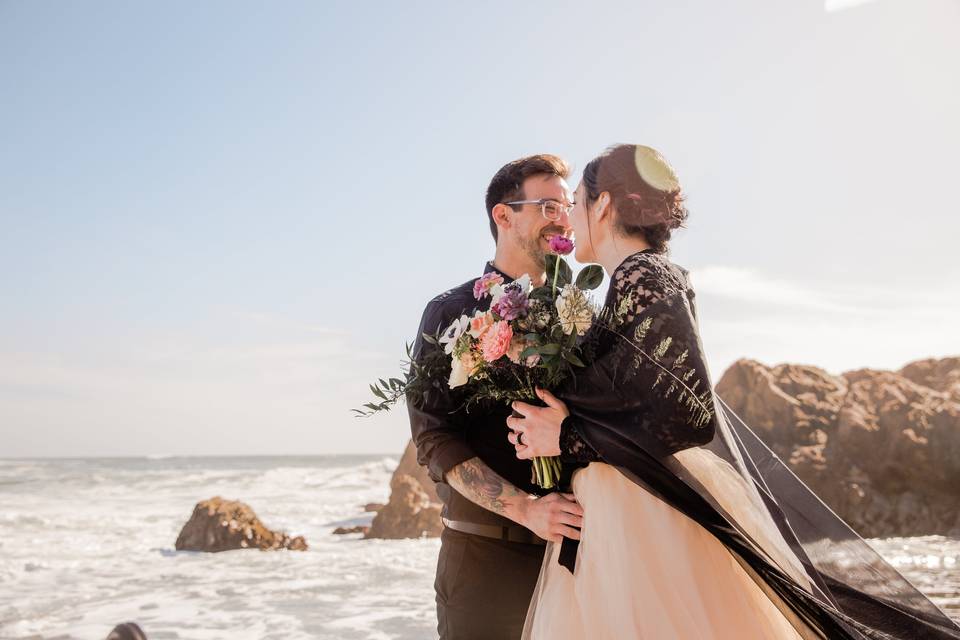 Couple on Moonstone Beach