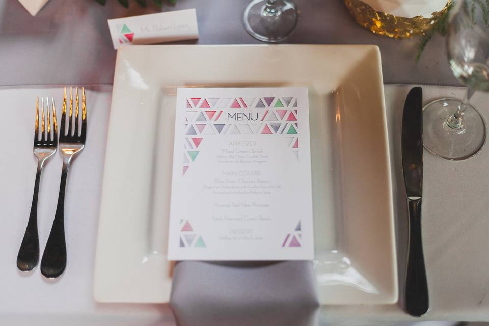 Wedding Reception Dinner Menu