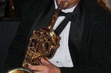 Bernie on baritone sax