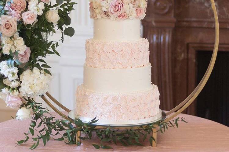 Piped rosettes cake