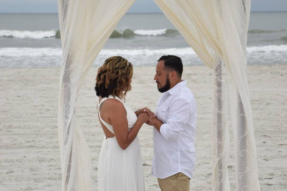 Beach wedding ceremony