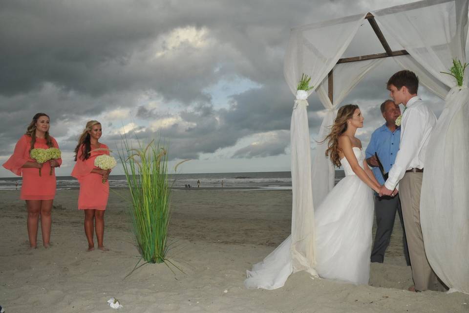 Beach wedding ceremony