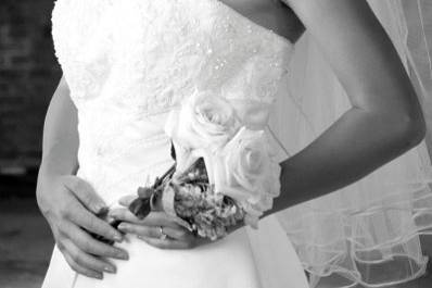 Black and white bridal portrait