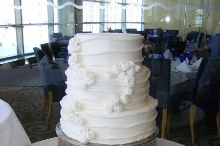 Contemporary Bridal Cake and Tennis Groom's Cake