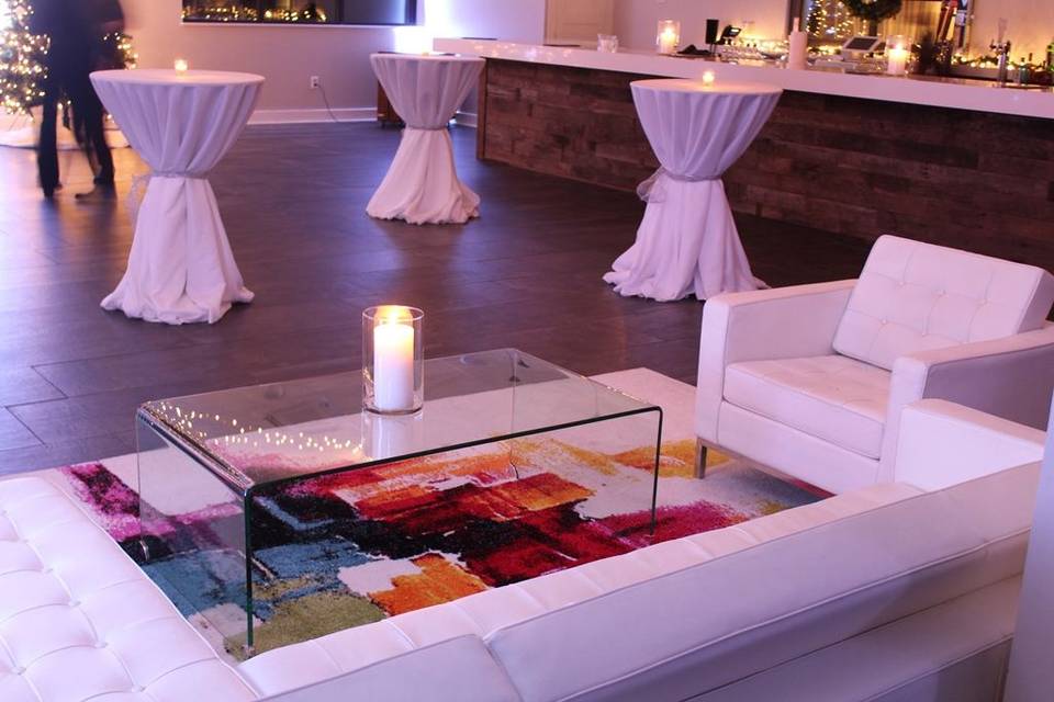 Reception area with candles