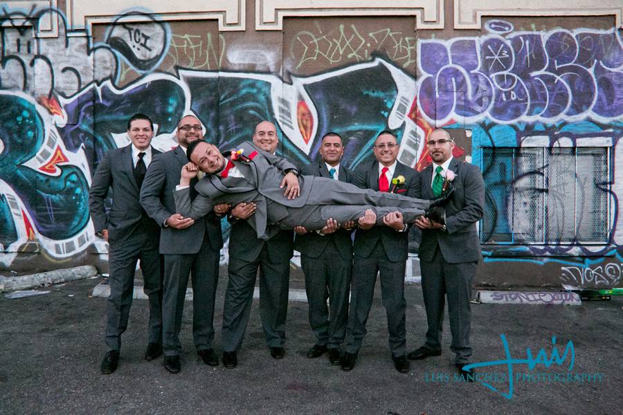 The groom with his groomsmen