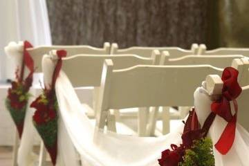 French Wire cones with natural moss and yards of lavish pure silk to line the aisle