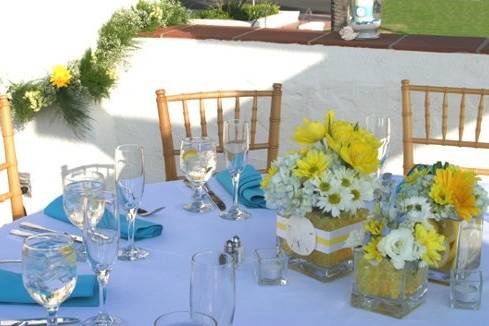 Clean crisp and bright, perfect for a late summer reception on the Pacific