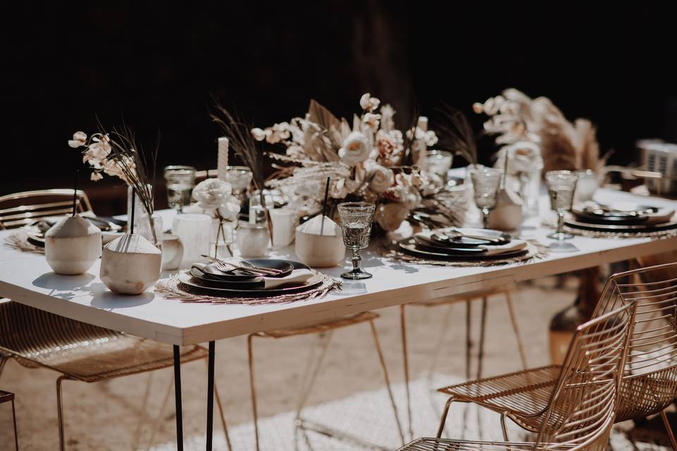 Dark and moody tablescape