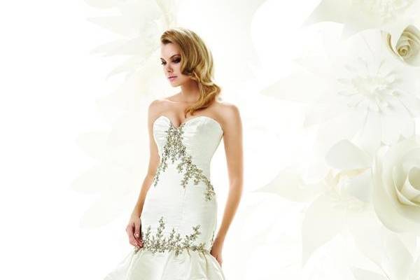 90017
Gown features embroidery.