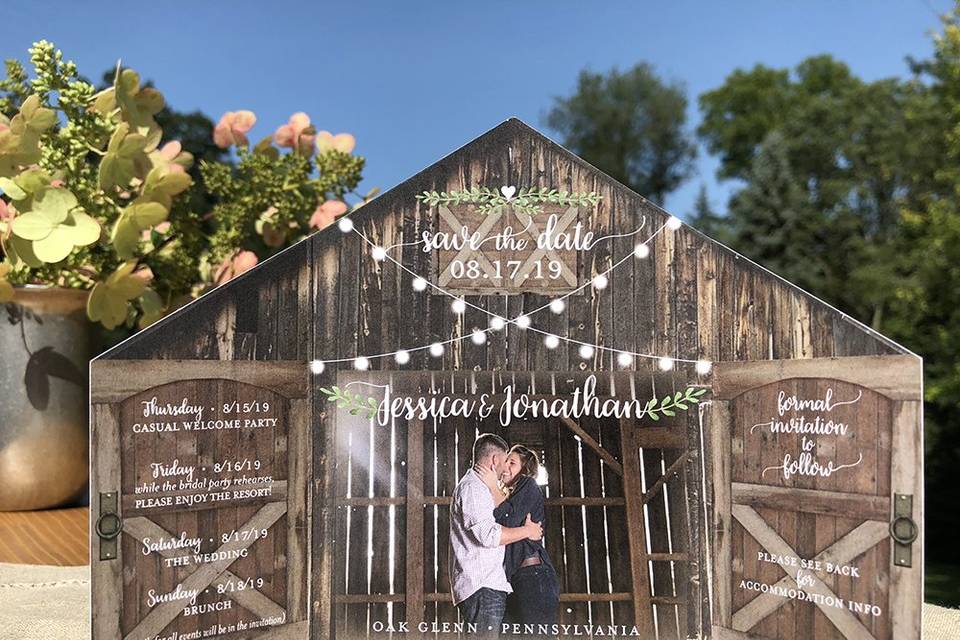 Rustic barn save the date