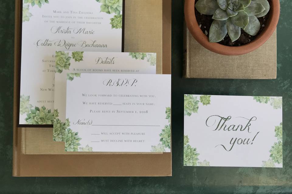 Succulents wedding invitation