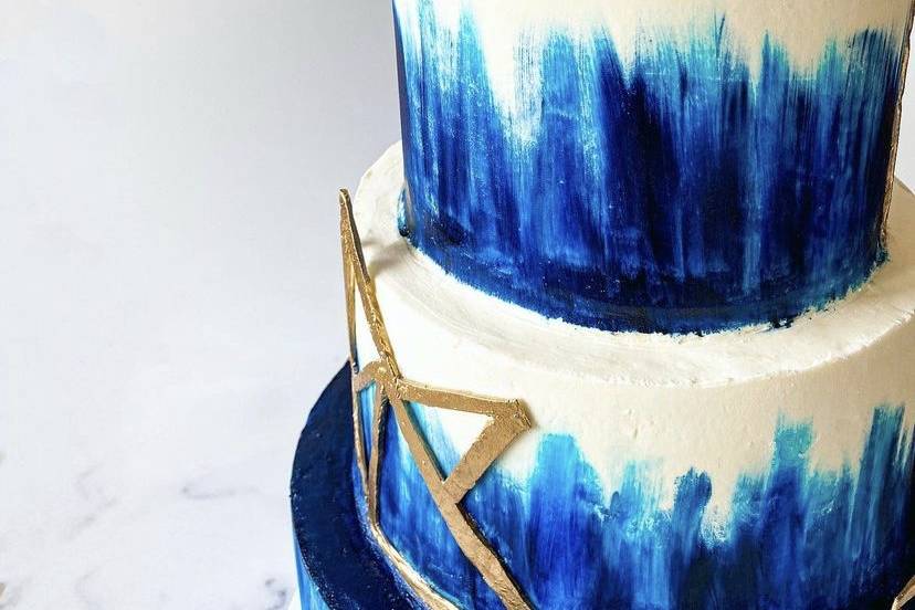 Hand-Painted Blue and Gold