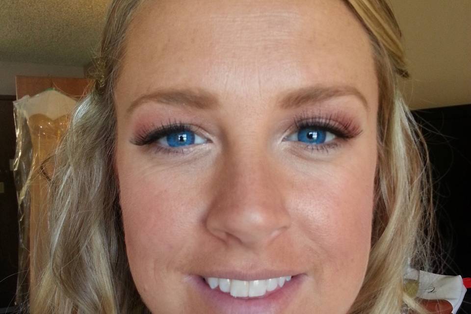 Airbrush Bridal Makeup Application. client requested rose gold for eyeshadow. Full band lash application.
