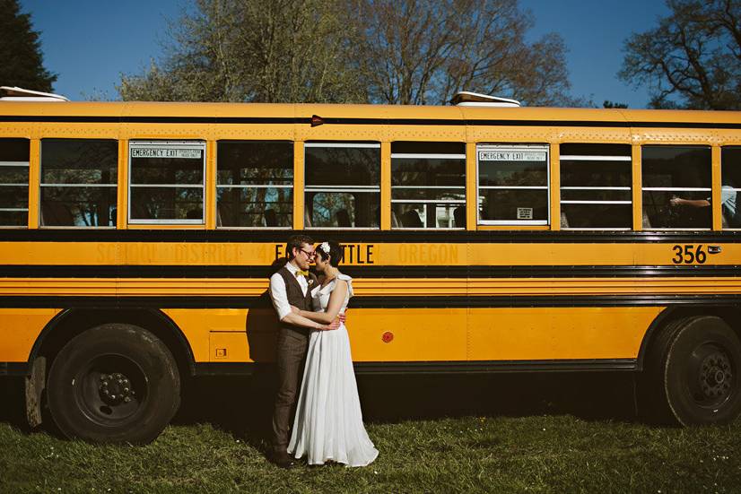 Sweet couple school bus stylin