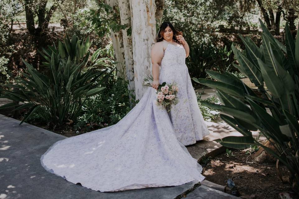 Bride in a purple dress