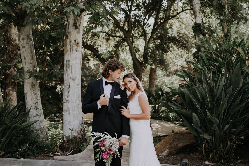 Bride in a purple dress
