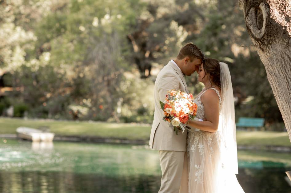 Couple with lake background