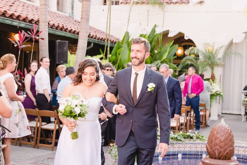 Outdoor wedding of newlyweds