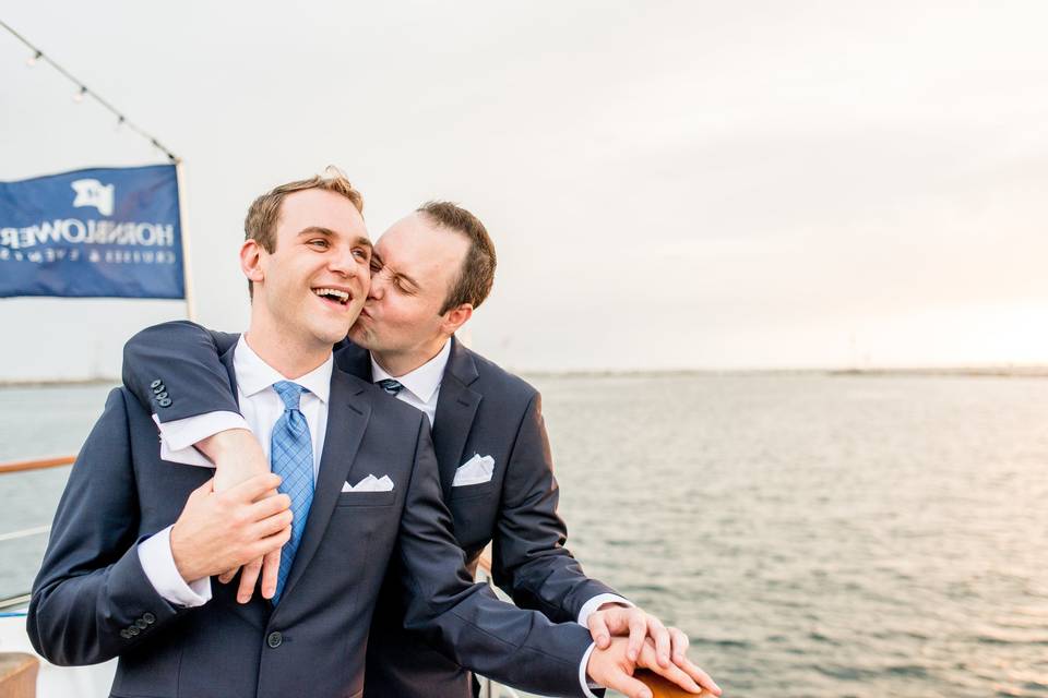 Newlyweds by the sea