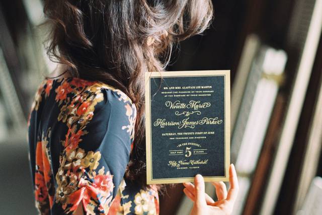Black and gold invite