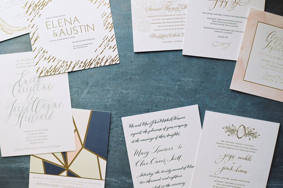 Invites with gold detailing
