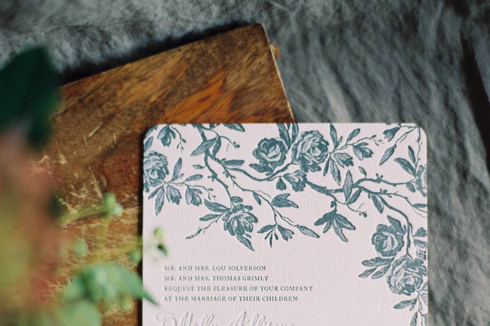 Floral art on invite