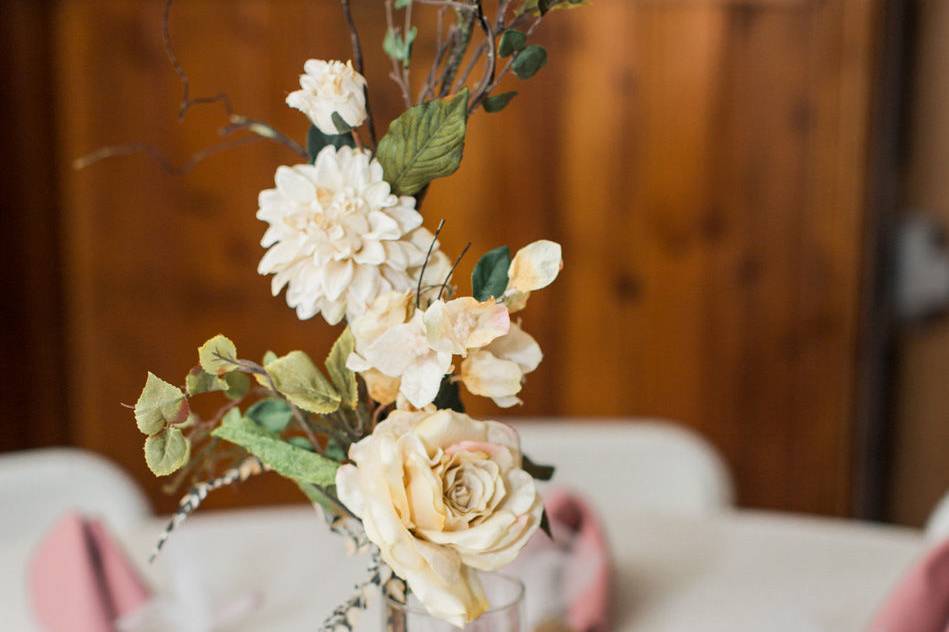 Floral centerpiece and table number